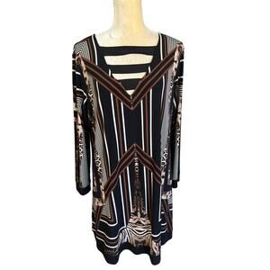 Eva Varro Tunic Top Dress with Cut Out Size XL Leopard